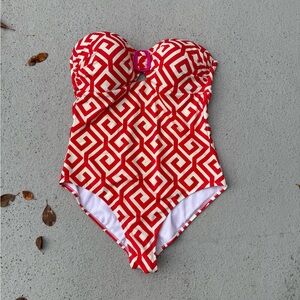 Boden Red Taormina Bandeau Swimsuit Size US 16/18